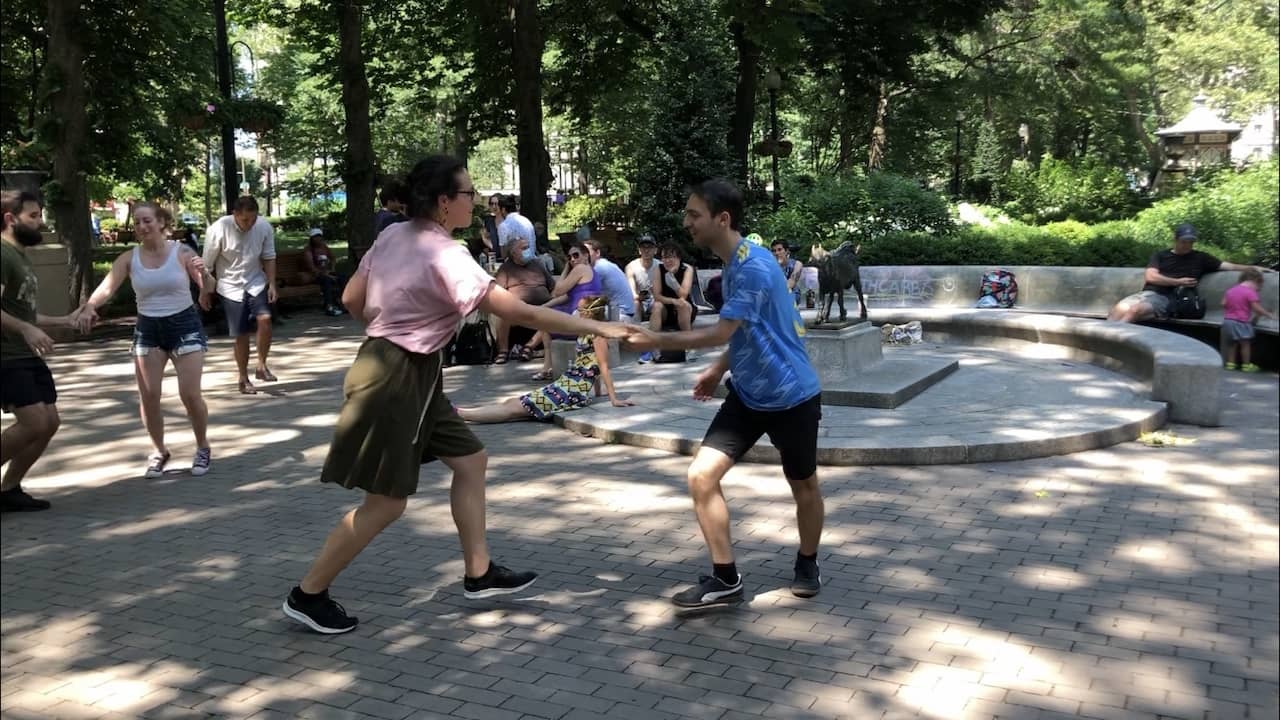 Two dancers outside in Rittenhouse square